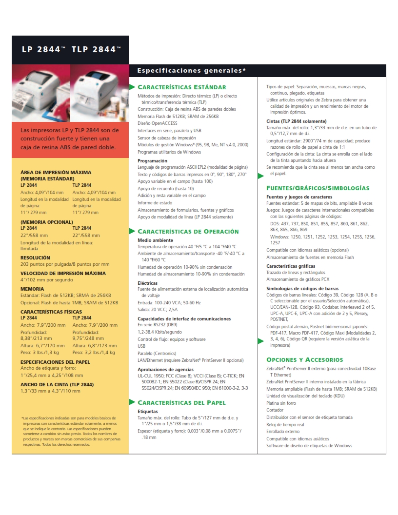 IMPRESORA DE ETIQUETAS ZEBRA TLP 2844 002