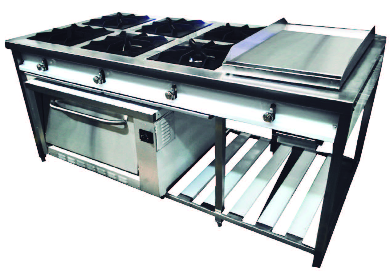Cocina industrial isla a gas con horno y plancha Frionox - CI6-PH